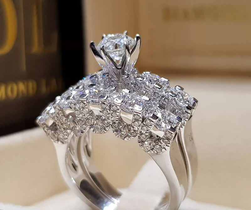 Massiv Sterling Silber 925 Ring filigran Fashion Damenring mit 3A Zirkonia