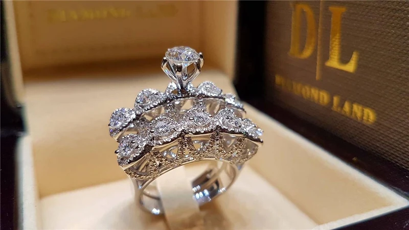 Massiv Sterling Silber 925 Ring filigran Fashion Damenring mit 3A Zirkonia