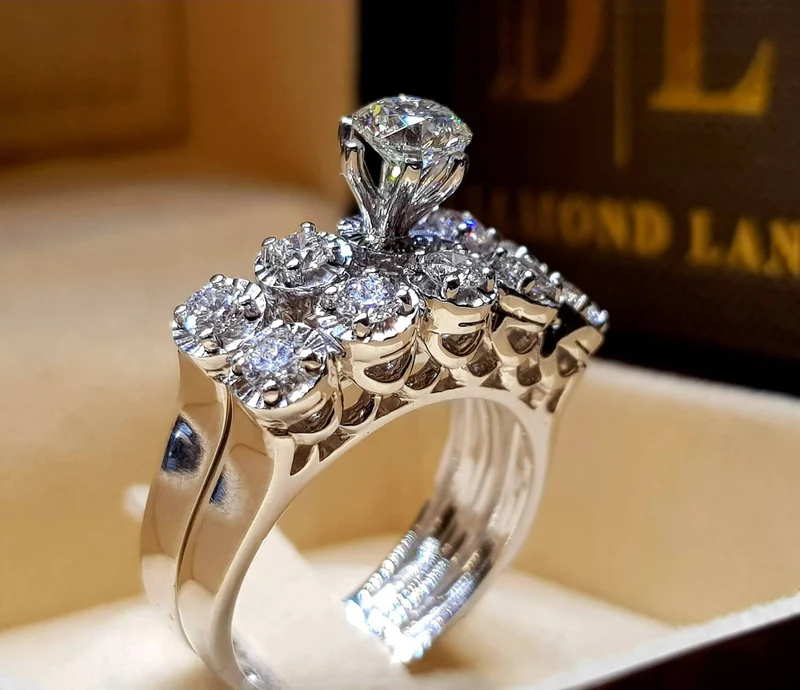 Massiv Sterling Silber 925 Ring filigran Fashion Damenring mit 3A Zirkonia
