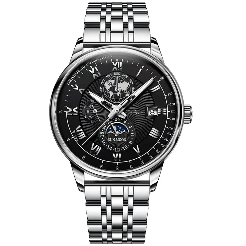 Orologio Uomo Quarzo Acciaio Inossidabile Orologio digitale Cronografo sportivo