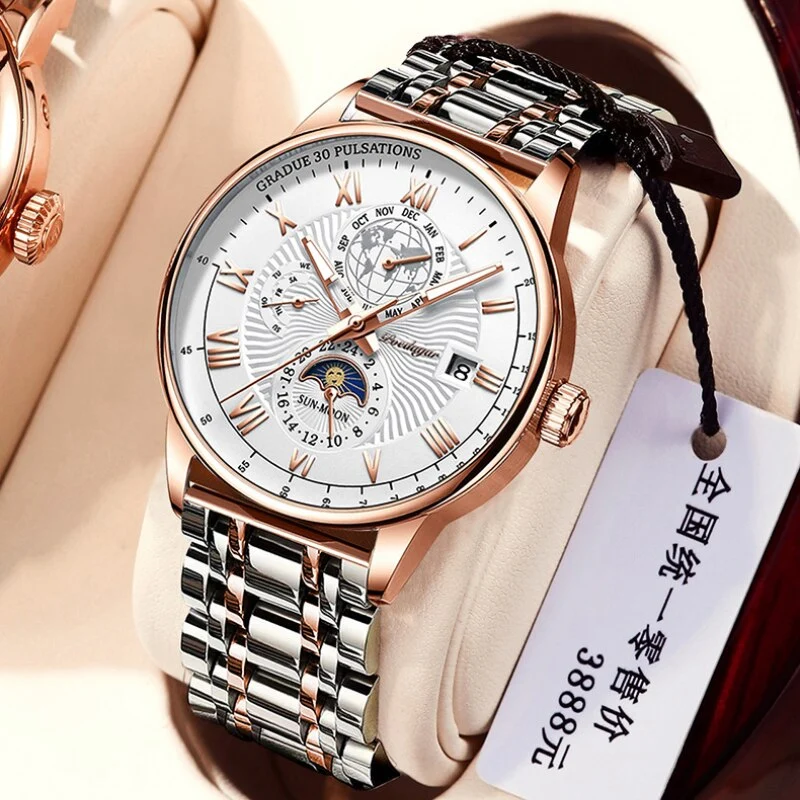 Orologio Uomo Quarzo Acciaio Inossidabile Orologio digitale Cronografo sportivo