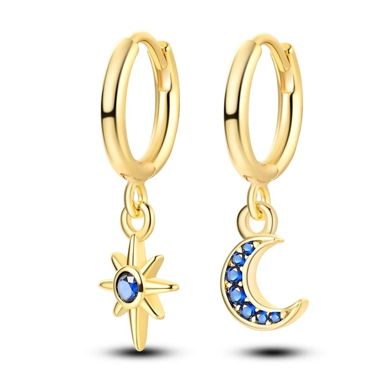 1 Paar Creolen aus 925 sterling Silber Gold Ohrringe Zirkonia Ohrstecker