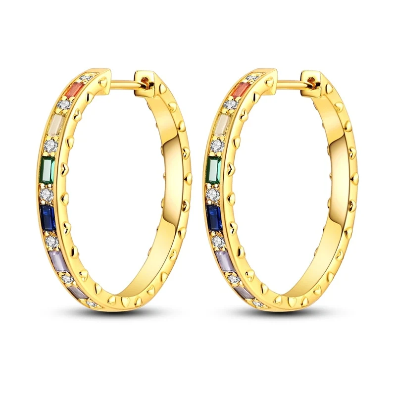 1 Paar Creolen aus 925 sterling Silber Gold Ohrringe Zirkonia Ohrstecker