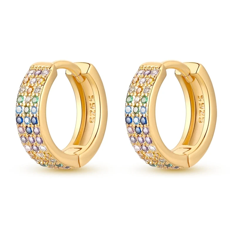 1 Paar Creolen aus 925 sterling Silber Gold Ohrringe Zirkonia Ohrstecker