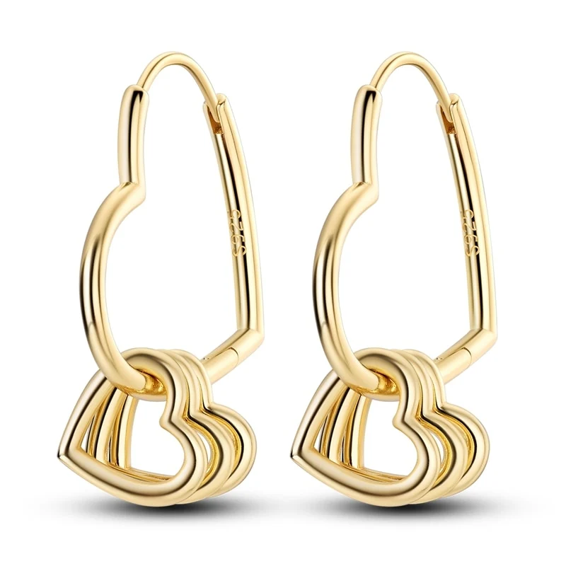 1 Paar Creolen aus 925 sterling Silber Gold Ohrringe Zirkonia Ohrstecker