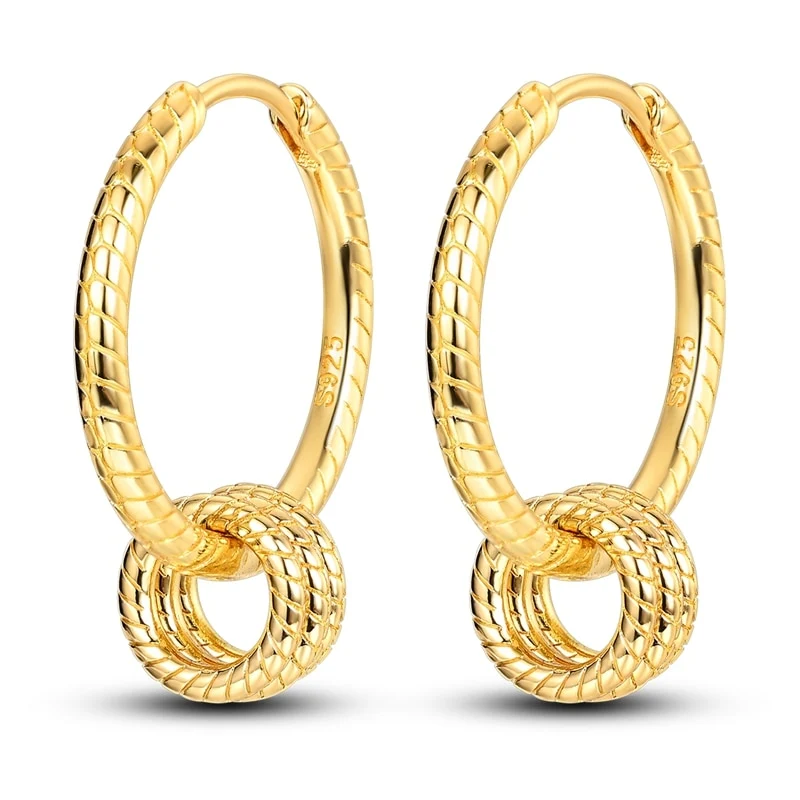 1 Paar Creolen aus 925 sterling Silber Gold Ohrringe Zirkonia Ohrstecker