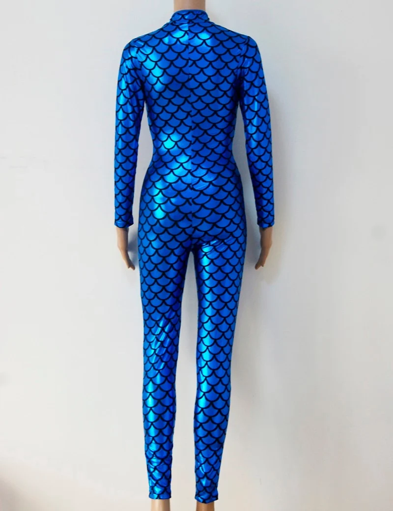 Sexy Damen Glänzender Metallischer Overall Bodysuit Catsuit Clubwear Fetisch