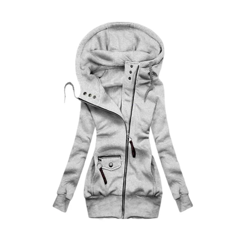 Kapuzenpullover Sweatshirt Pulloverkleid Hoodie Pulli Tunika Damen Sportkleid Zipper
