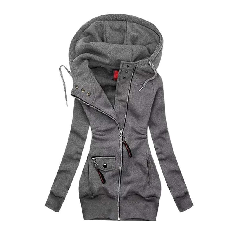Kapuzenpullover Sweatshirt Pulloverkleid Hoodie Pulli Tunika Damen Sportkleid Zipper