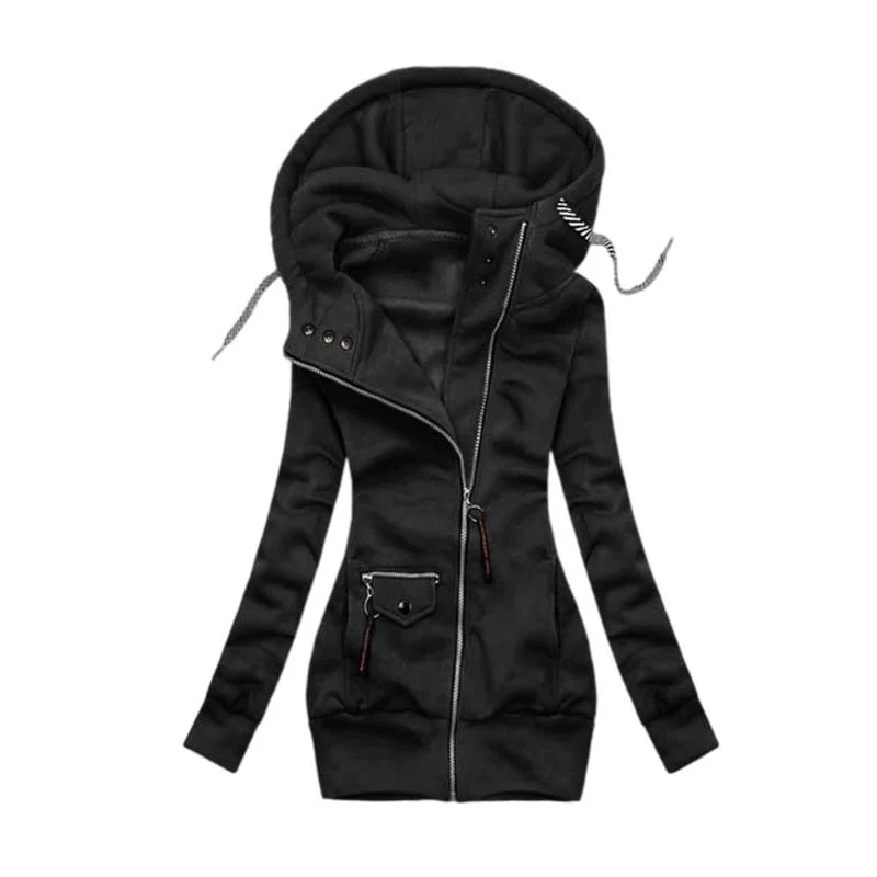 Kapuzenpullover Sweatshirt Pulloverkleid Hoodie Pulli Tunika Damen Sportkleid Zipper