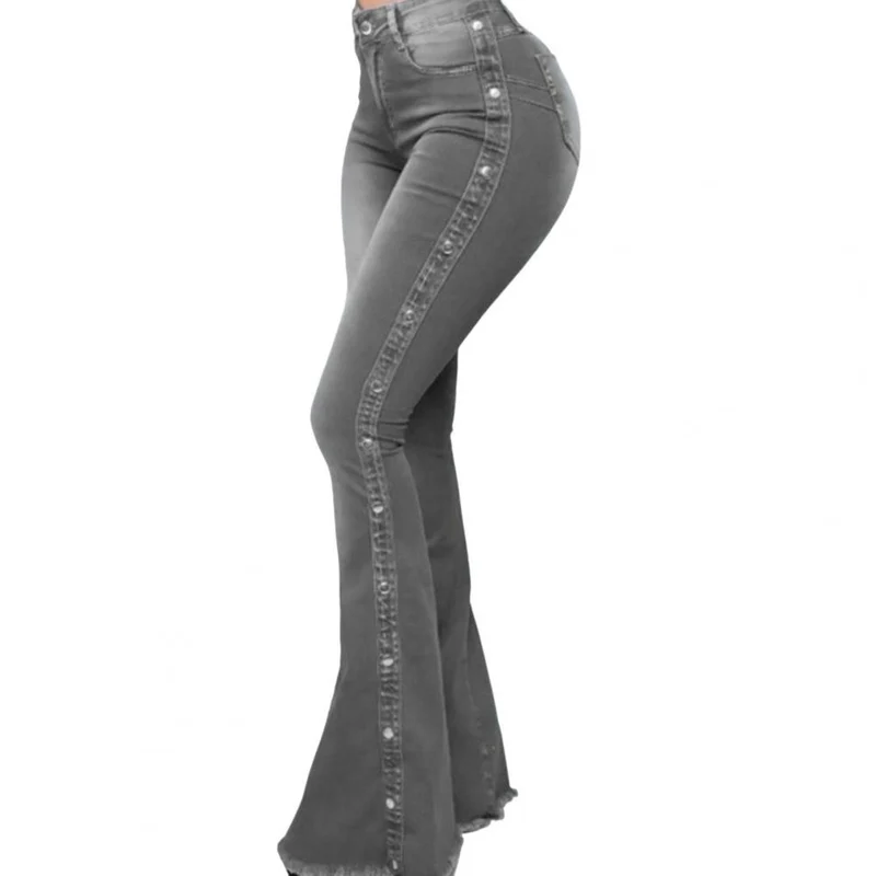 Damen Jeans Hose Bootcut Hüftjeans Schlaghose Flared Weites Bein Denim Stretch