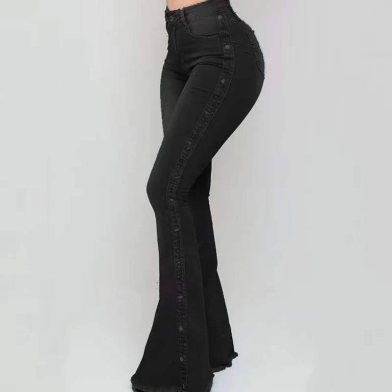 Damen Jeans Hose Bootcut Hüftjeans Schlaghose Flared Weites Bein Denim Stretch