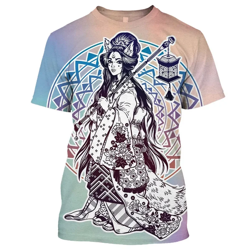 Herren Samurai Oversized 3D T-Shirt Rundhals Unisex Sommer Streetwear