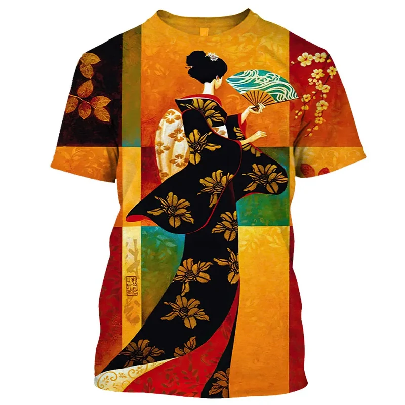 Herren Samurai Oversized 3D T-Shirt Rundhals Unisex Sommer Streetwear