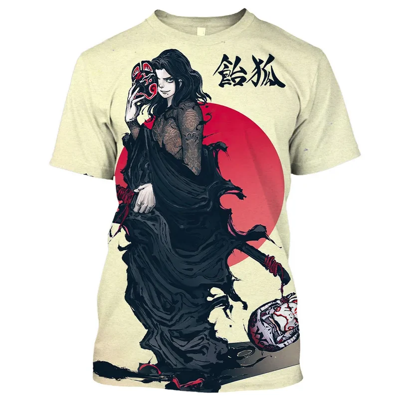 Herren Samurai Oversized 3D T-Shirt Rundhals Unisex Sommer Streetwear