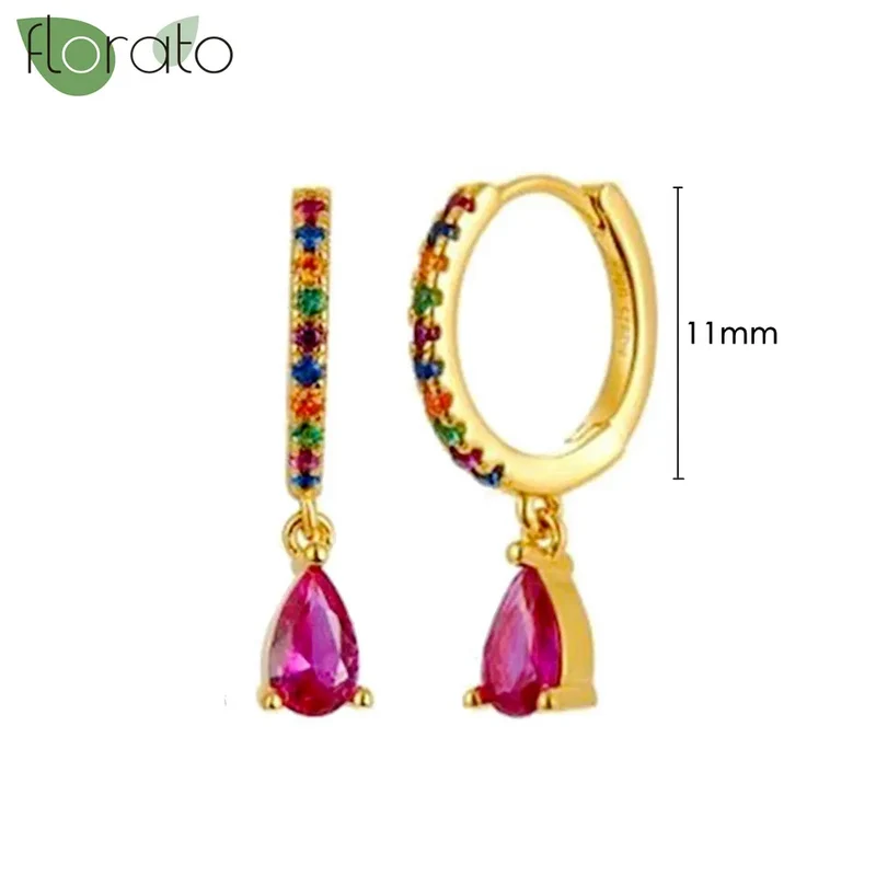 1 Paar Creolen aus 925 sterling Silber Gold Ohrringe Zirkonia Ohrstecker