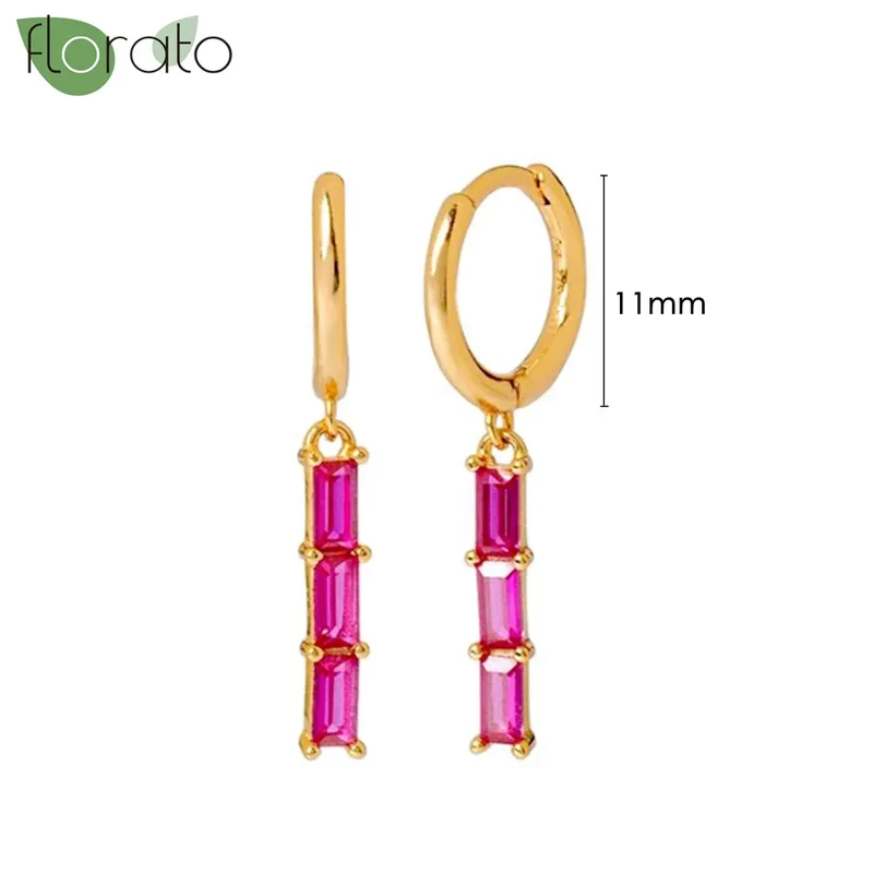 1 Paar Creolen aus 925 sterling Silber Gold Ohrringe Zirkonia Ohrstecker
