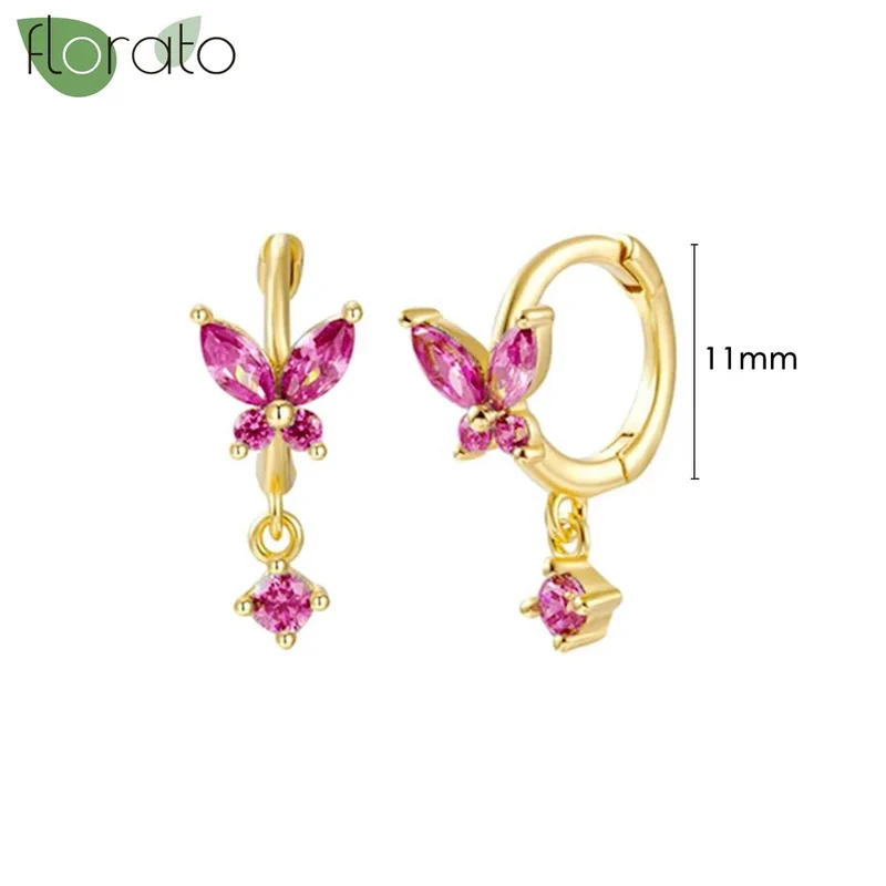 1 Paar Creolen aus 925 sterling Silber Gold Ohrringe Zirkonia Ohrstecker