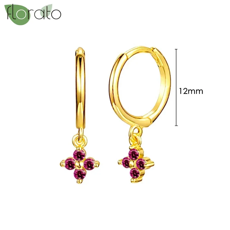 1 Paar Creolen aus 925 sterling Silber Gold Ohrringe Zirkonia Ohrstecker