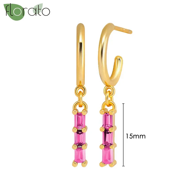 1 Paar Creolen aus 925 sterling Silber Gold Ohrringe Zirkonia Ohrstecker