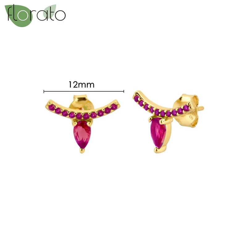 1 Paar Creolen aus 925 sterling Silber Gold Ohrringe Zirkonia Ohrstecker