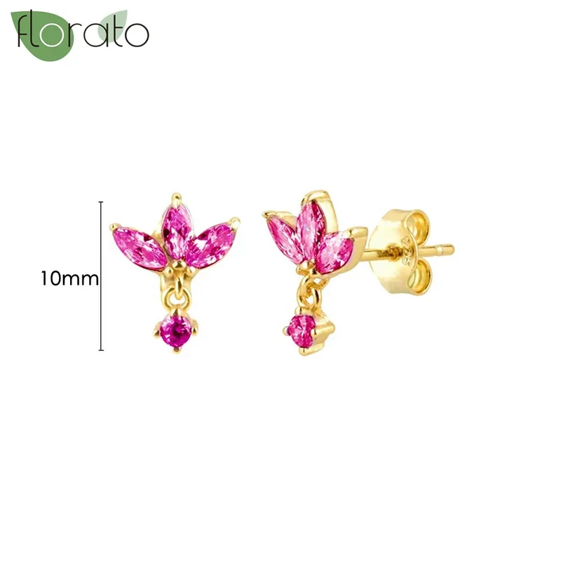 1 Paar Creolen aus 925 sterling Silber Gold Ohrringe Zirkonia Ohrstecker