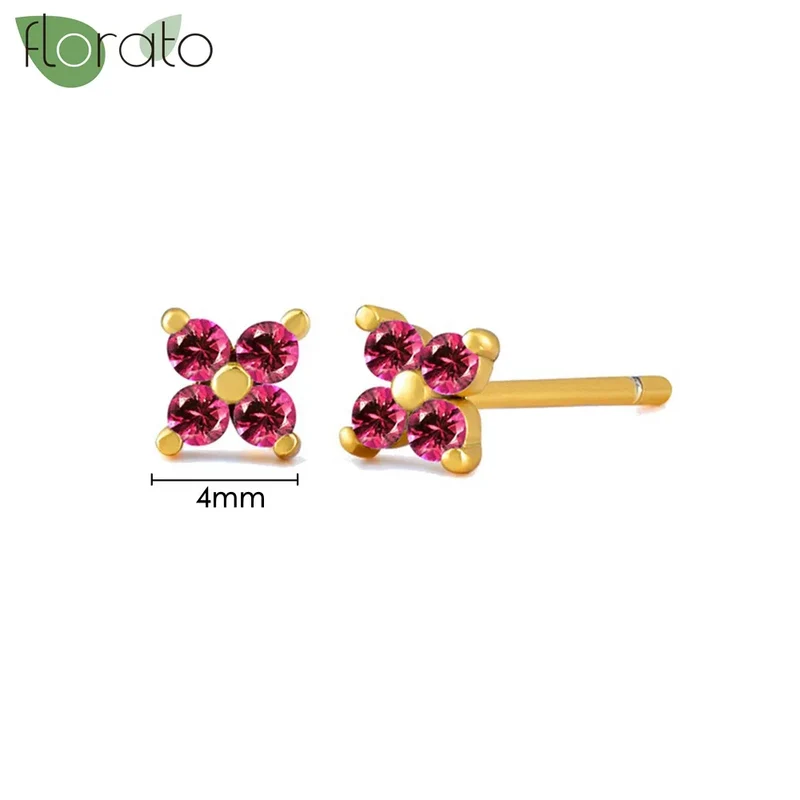 1 Paar Creolen aus 925 sterling Silber Gold Ohrringe Zirkonia Ohrstecker