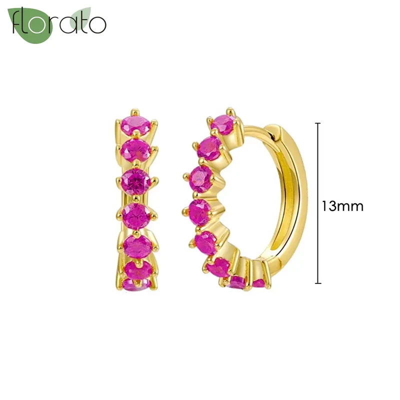 1 Paar Creolen aus 925 sterling Silber Gold Ohrringe Zirkonia Ohrstecker