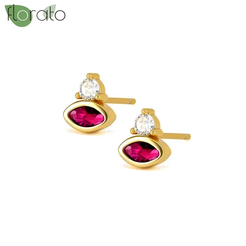 1 Paar Creolen aus 925 sterling Silber Gold Ohrringe Zirkonia Ohrstecker