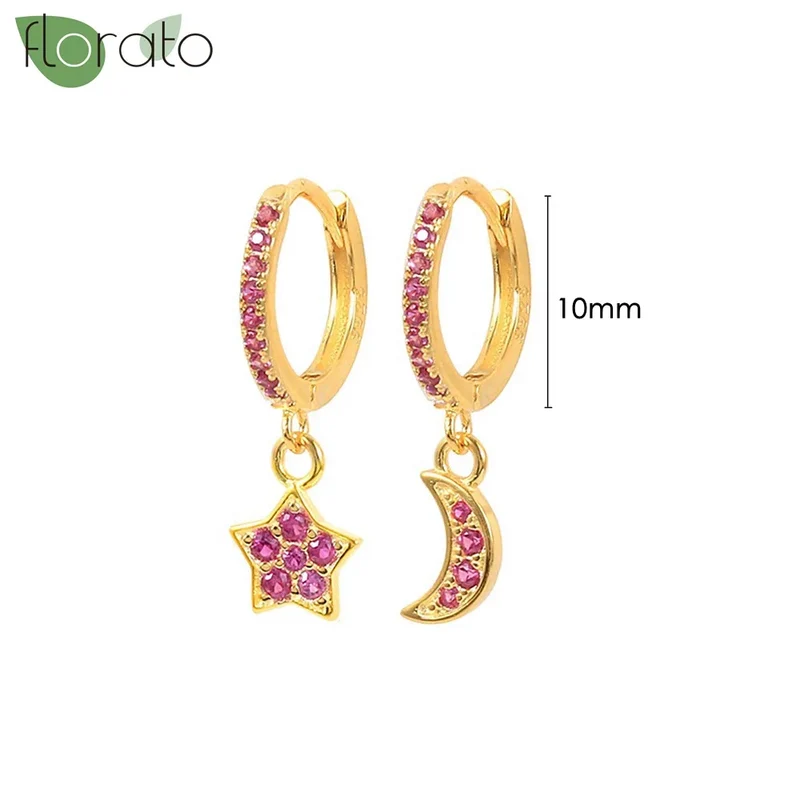 1 Paar Creolen aus 925 sterling Silber Gold Ohrringe Zirkonia Ohrstecker