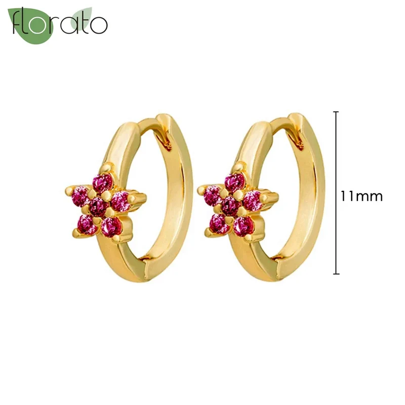 1 Paar Creolen aus 925 sterling Silber Gold Ohrringe Zirkonia Ohrstecker