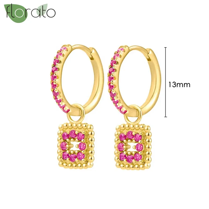 1 Paar Creolen aus 925 sterling Silber Gold Ohrringe Zirkonia Ohrstecker