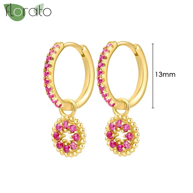 1 Paar Creolen aus 925 sterling Silber Gold Ohrringe Zirkonia Ohrstecker