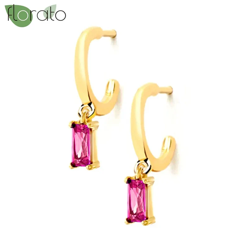 1 Paar Creolen aus 925 sterling Silber Gold Ohrringe Zirkonia Ohrstecker