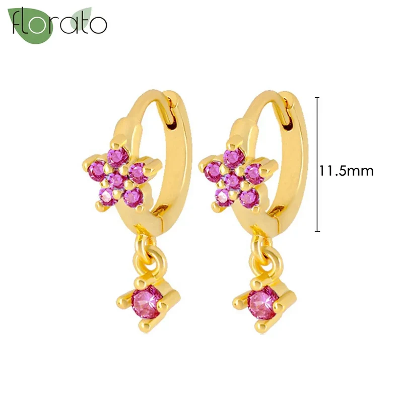 1 Paar Creolen aus 925 sterling Silber Gold Ohrringe Zirkonia Ohrstecker
