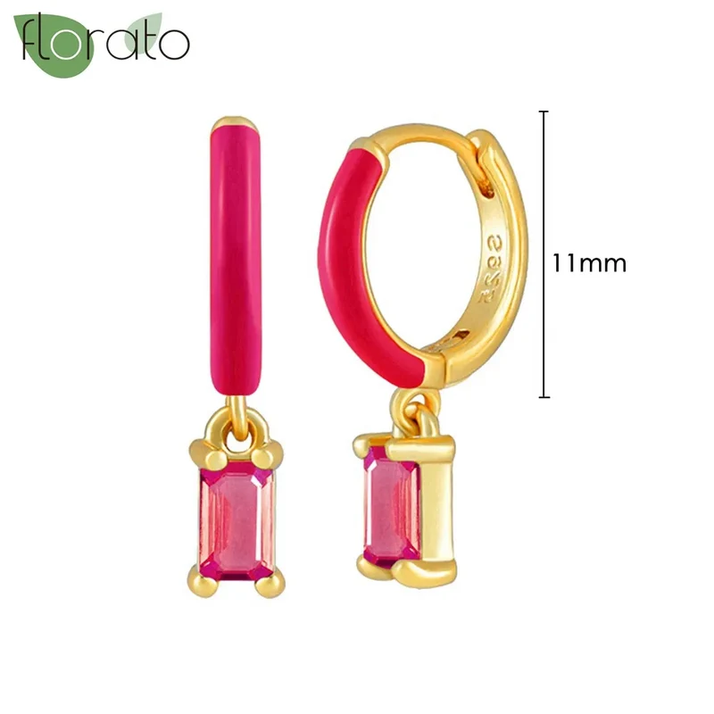 1 Paar Creolen aus 925 sterling Silber Gold Ohrringe Zirkonia Ohrstecker