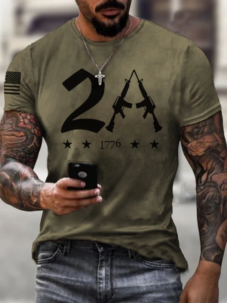 Men's Sports Round Neck Slim Youth Printed T-shirt