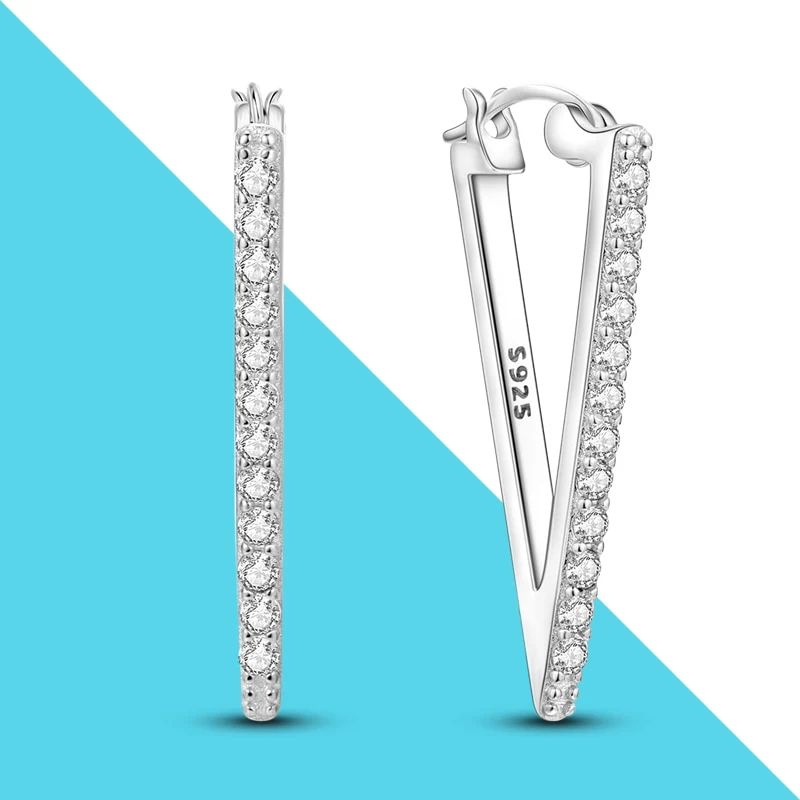 1 Paar Creolen aus 925 sterling Silber Ohrringe Ohrschmuck Zirkonia Ohrstecker