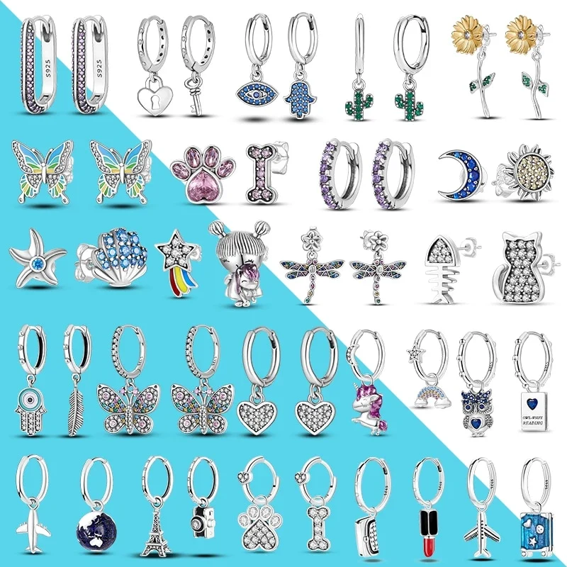 1 Paar Creolen aus 925 sterling Silber Ohrringe Ohrschmuck Zirkonia Ohrstecker