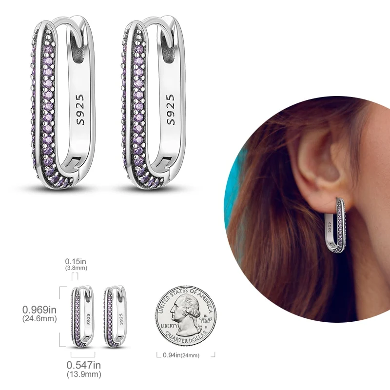 1 Paar Creolen aus 925 sterling Silber Ohrringe Ohrschmuck Zirkonia Ohrstecker