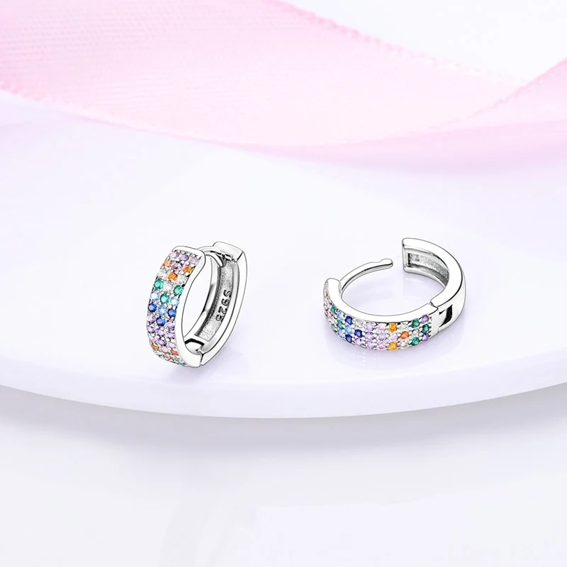 1 Paar Creolen aus 925 sterling Silber Ohrringe Ohrschmuck Zirkonia Ohrstecker