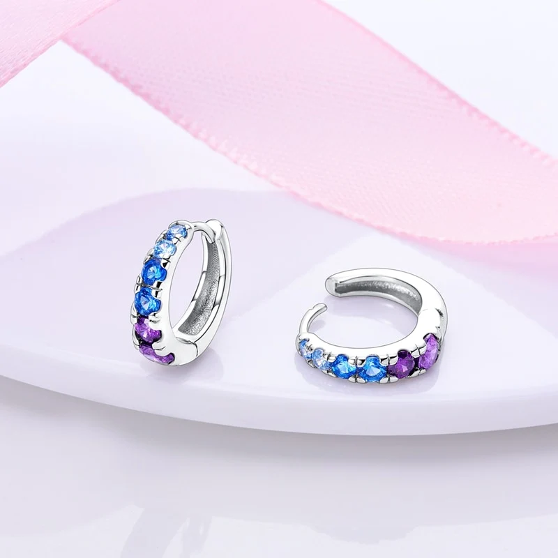 1 Paar Creolen aus 925 sterling Silber Ohrringe Ohrschmuck Zirkonia Ohrstecker