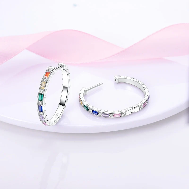 1 Paar Creolen aus 925 sterling Silber Ohrringe Ohrschmuck Zirkonia Ohrstecker
