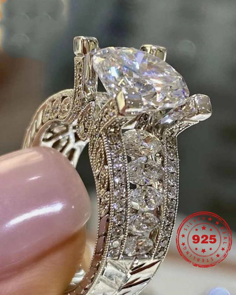 Massiv Sterling Silber 925 Ring filigran Fashion Damenring mit 3A Zirkonia