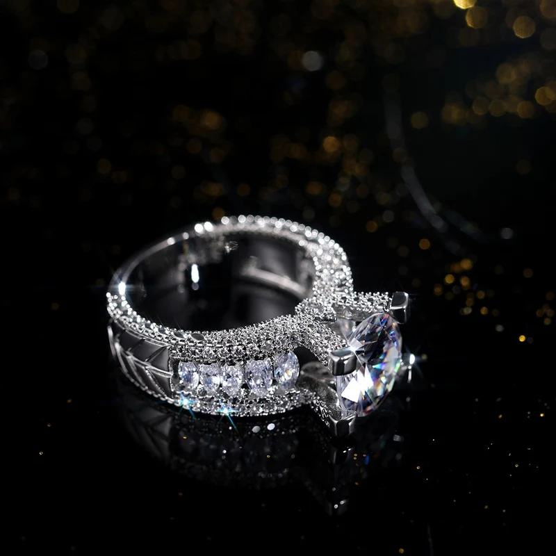 Massiv Sterling Silber 925 Ring filigran Fashion Damenring mit 3A Zirkonia