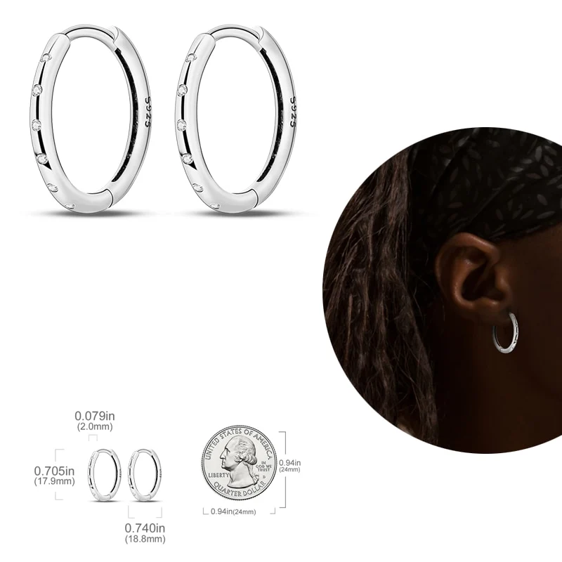 1 Paar Creolen aus 925 sterling Silber Ohrringe Ohrschmuck Zirkonia Ohrstecker