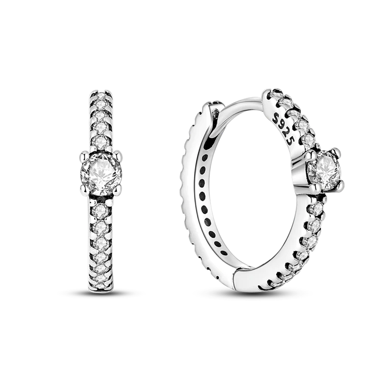 1 Paar Creolen aus 925 sterling Silber Ohrringe Ohrschmuck Zirkonia Ohrstecker