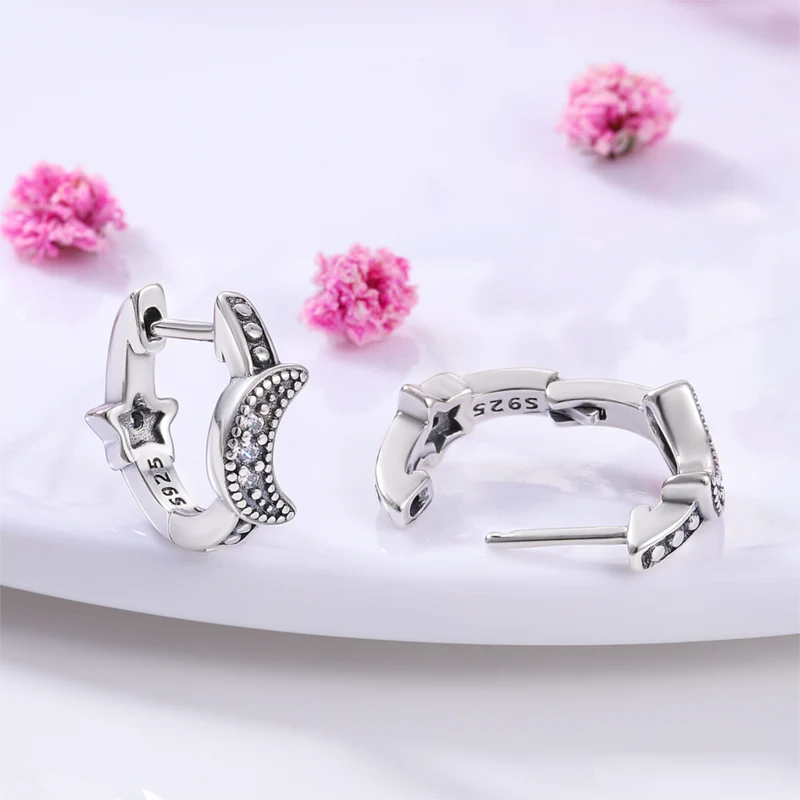 1 Paar Creolen aus 925 sterling Silber Ohrringe Ohrschmuck Zirkonia Ohrstecker