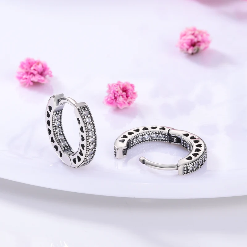 1 Paar Creolen aus 925 sterling Silber Ohrringe Ohrschmuck Zirkonia Ohrstecker