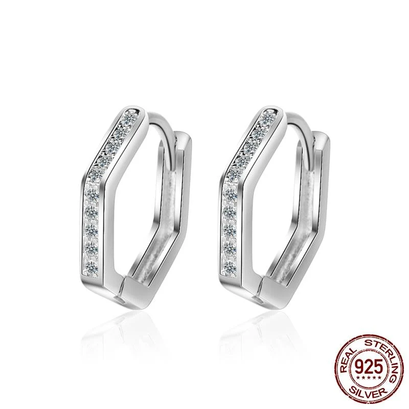 1 Paar Creolen aus 925 sterling Silber Ohrringe Ohrschmuck Zirkonia Ohrstecker